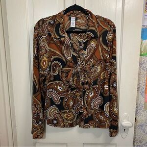 STUDIO 1940 | Studio 1940 Brown and Black Paisley Button Down Top
